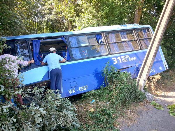 Taxibús termina en una zanja cercana a un motel camino a la comuna de Penco