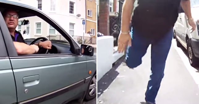 Se bajó de su auto para golpear a un ciclista y sufrió estrepitosa caída