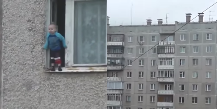 Vecino grabó a niño a punto de caer desde un piso 8: Así terminó la dramática escena