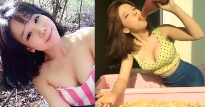 El asqueroso video que volvió famosa a bella coreana: Se bañó en ketchup