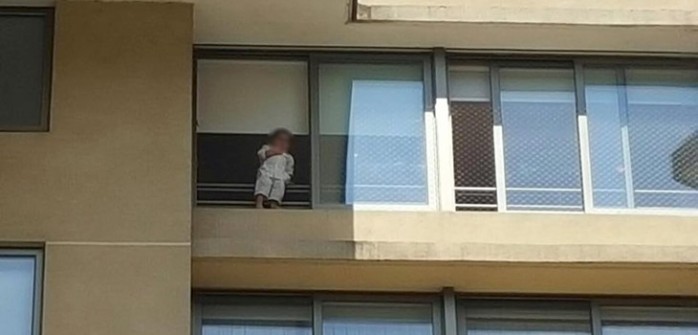 Impacto causa en vecinos de Concepción niño suspendido en malla de seguridad de piso 11