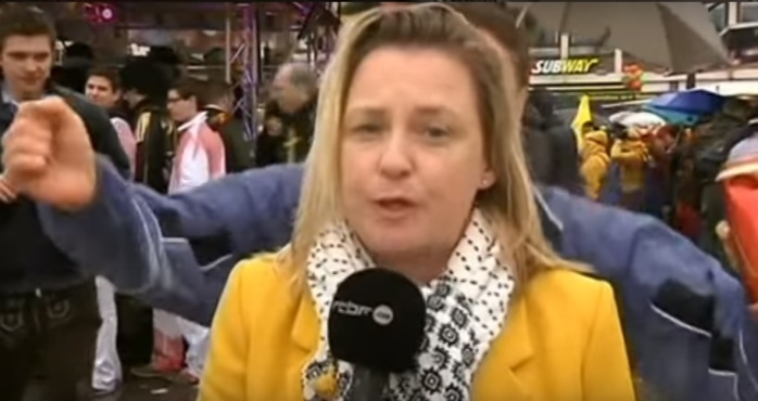 Reportera belga fue víctima de acoso sexual mientras despachaba en vivo