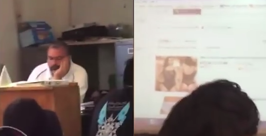 Descuidado profesor fue descubierto mirando modelos semidesnudas en clases
