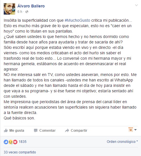 Captura | Álvaro Ballero - Facebook