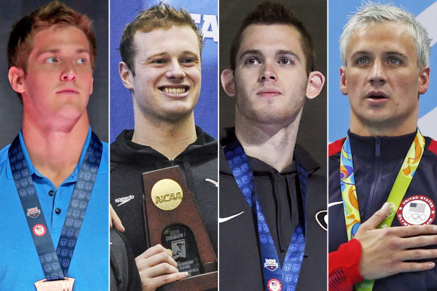 Jimmy Feigen, Jack Conger, Gunnar Bentz y Ryan Lochte (De izquierda a Derecha)