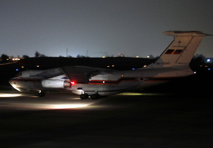 La imagen comparativa que muestra la magnitud de los aviones SuperTanker e Ilyushin IL-76