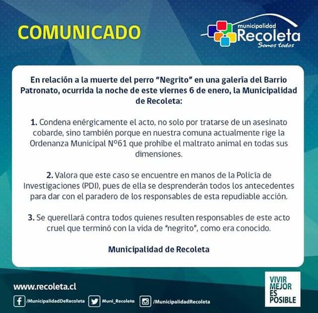 Comunicado Municipalidad de Recoleta