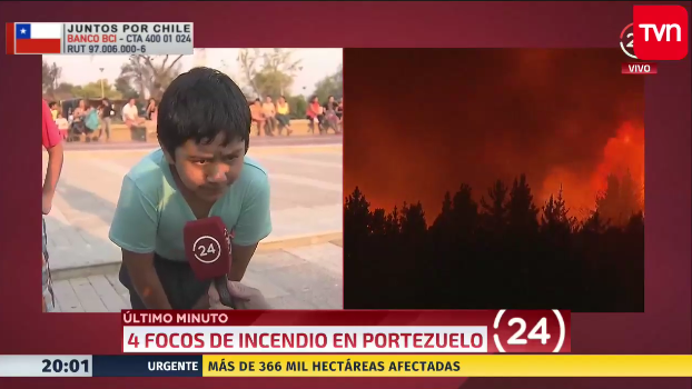 Niño de Portezuelo se robó la atención con directa pregunta en cobertura de incendios