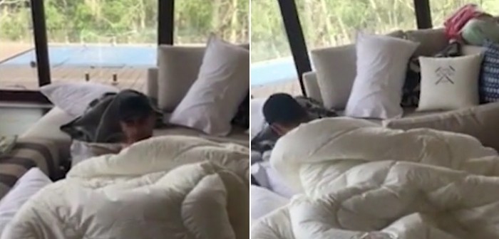 Video muestra momento exacto en que familia halla a un desconocido durmiendo en su casa