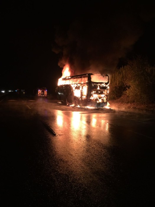 Se incendia máquina de TurBus que viajaba desde Concepción a Valdivia