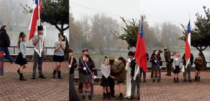 Carabineros abrigó a niños que temblaban de frío durante desfile en Los Ángeles