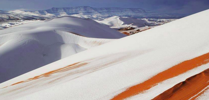 Los impresionantes registros que dejó la ola de frío en el desierto del Sahara