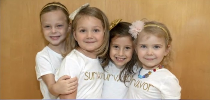 Foto de emotivo encuentro entre cuatro niñas que sobrevivieron al cáncer se vuelve viral