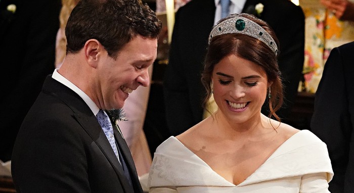 El detalle en look de princesa Eugenie con el que rompió protocolo en su boda: no usó velo