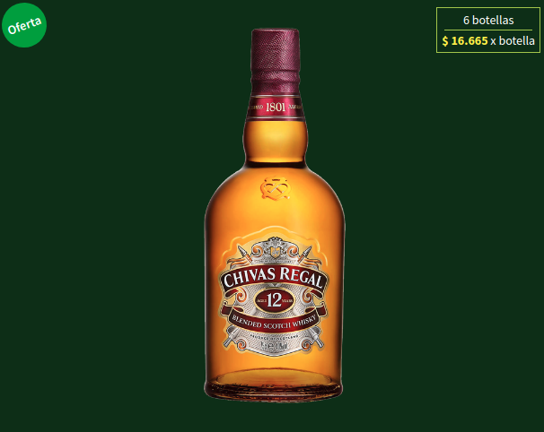 Caja de whisky Chivas Regal de 12 años 40° – 6 botellas