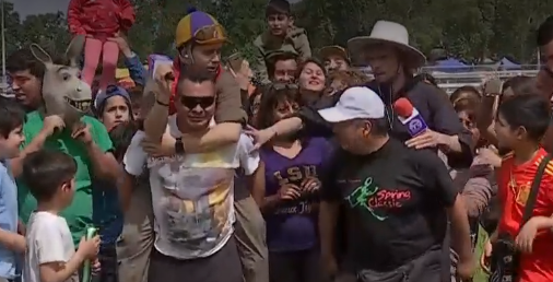 La estrepitosa caída de Karol Lucero y Joaquín Méndez en plena transmisión del Mucho Gusto