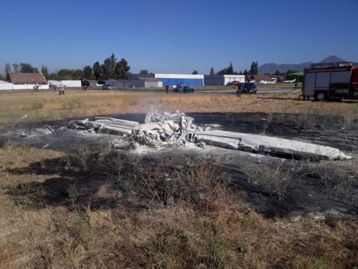 Grave accidente aéreo en Santiago deja dos heridos: uno tiene el 60% de su cuerpo quemado