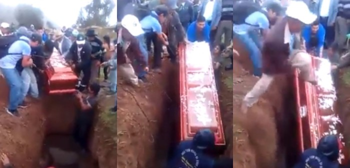 Hombre cayó sobre ataúd y provocó que se abriera en pleno entierro: terrible video se viralizó