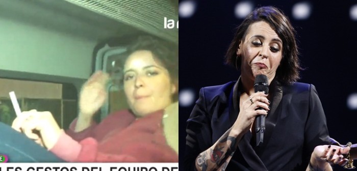 Captan a equipo de Jani Dueñas realizando obscenos gestos hacia 'Intrusos' a la salida de la Quinta