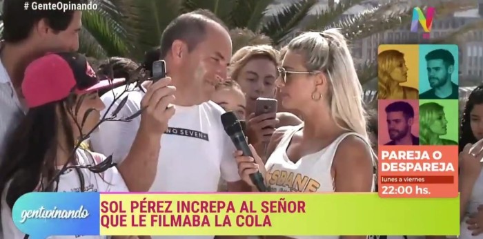 Incómodo momento: modelo argentina encaró en pleno despacho a sujeto que estaba grabando su trasero