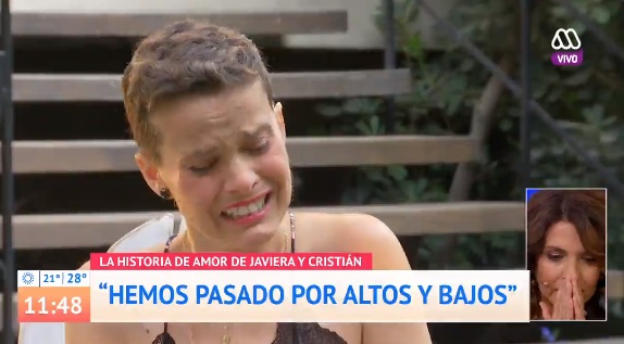 Javiera Suárez llora al hablar de su marido