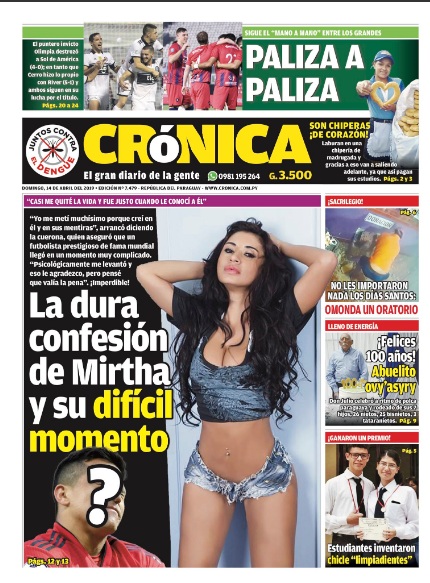 Diario Crónica anuncia que Alexis Sánchez desilusionó a modelo paraguaya