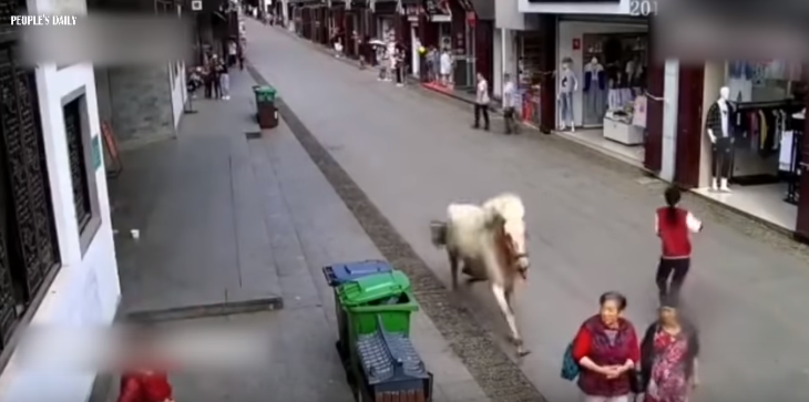 Captan impactante momento en que caballo atropella a tres personas en China: debió ser sacrificado