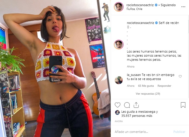 Rocío Toscano mostró sus axilas sin depilar