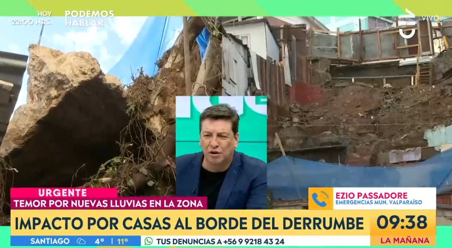 JC Rodríguez y su tenso debate con Jefe de Emergencias por casa al borde del derrumbe en Valparaíso