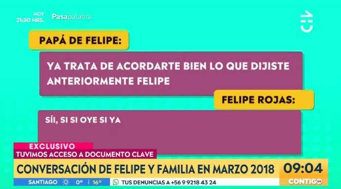 misteriosas conversaciones teléfonicas entre felipe rojas y padres