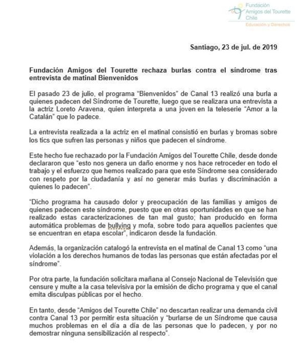 fundacion amigos del tourette se enojo por supuestas burlas de en bienvenidos