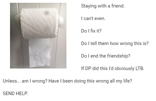 Controversia por posición de papel higiénico