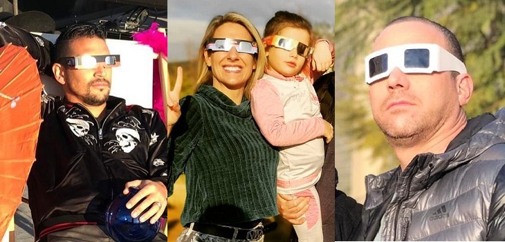 Del fútbol a la televisión: así disfrutaron el eclipse solar las diferentes celebridades chilenas