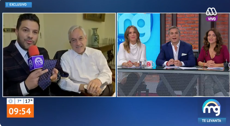 Simón Oliveros de 'Mucho Gusto' recibió particular regalo del presidente Piñera