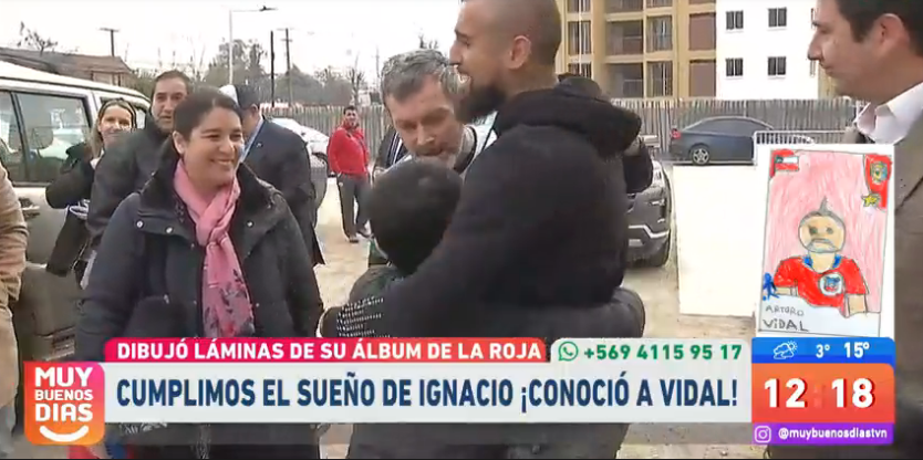 Cristian Sánchez reunió al niño que dibujó a Arturo Vidal con su ídolo deportivo