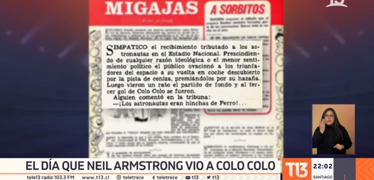 extracto de la revista estadio por visita de neil amstrong
