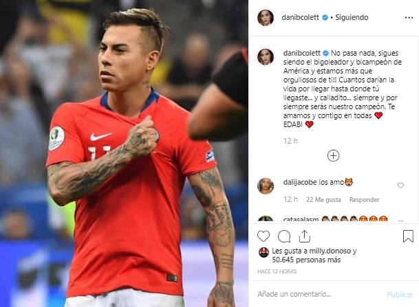 Daniela Colett  mensaje a Eduardo Vargas tras la derrota de Chile Copa América