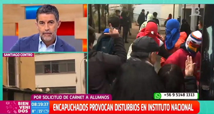 Nuevos incidentes en Instituto Nacional: apoderados y encapuchados se enfrentaron a golpes