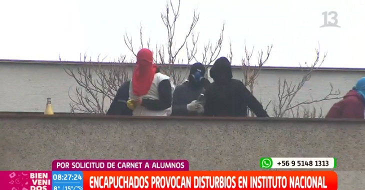 encapuchados en instituto nacional