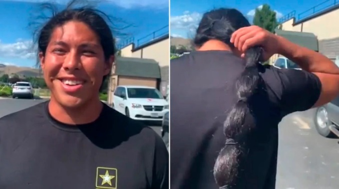 Joven se cortó su pelo para sumarse al ejército