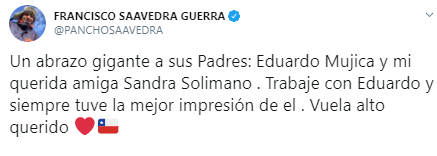 Francisco Saavedra y su emotivo mensaje de condolencia tras la muerte del actor Eduardo Mujica