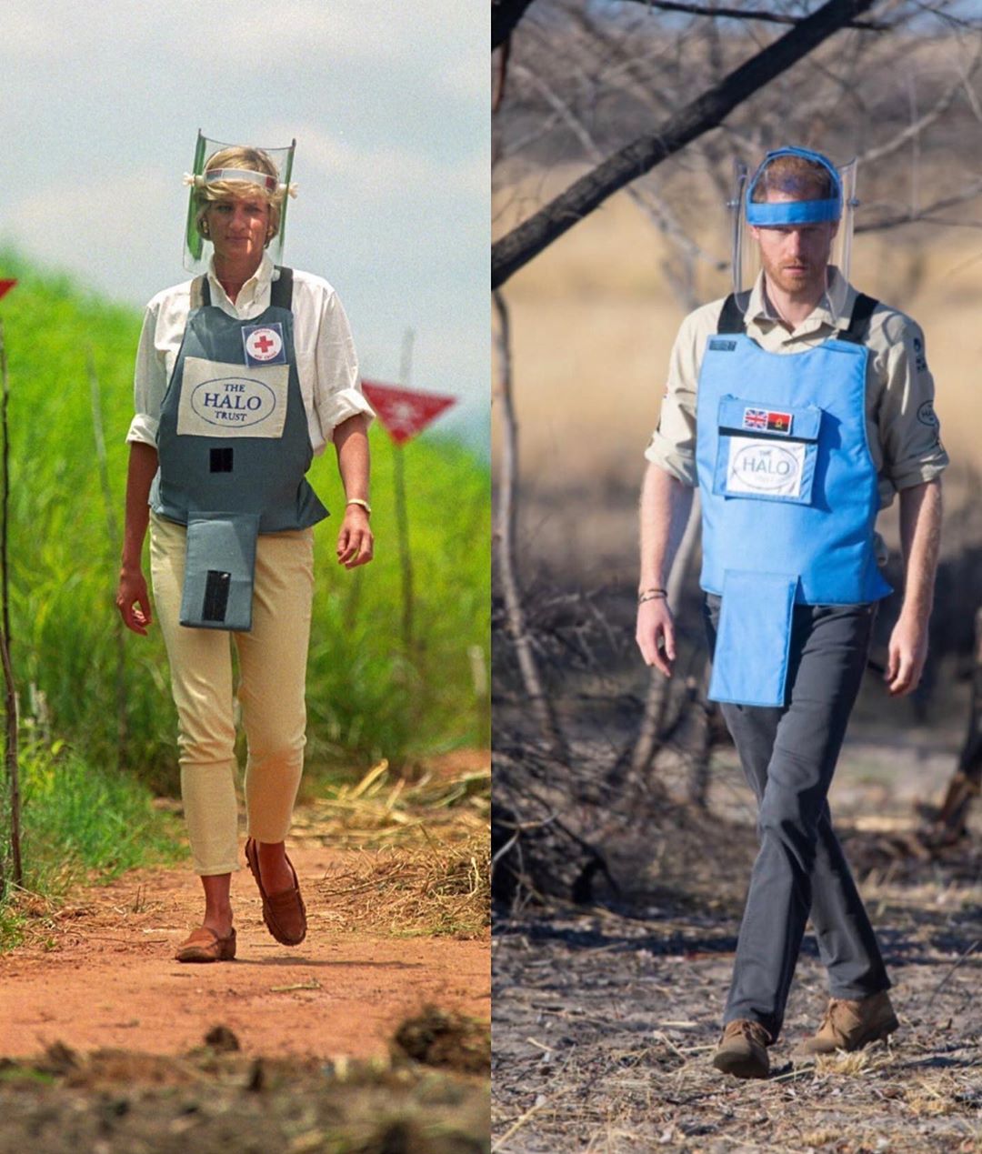 Harry sigue los pasos de Diana: "recreó" foto de su madre en Angola que dio la vuelta al mundo