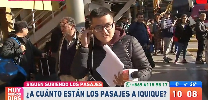 Joven jugó a ser periodista para el 'Muy Buenos Días' y acabó perdiendo el bus en el terminal