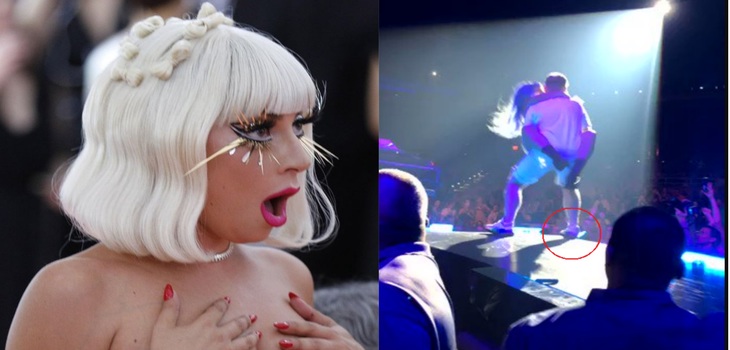 Una aparatosa caída sufrió Lady Gaga junto a un fanático en pleno concierto en Las Vegas