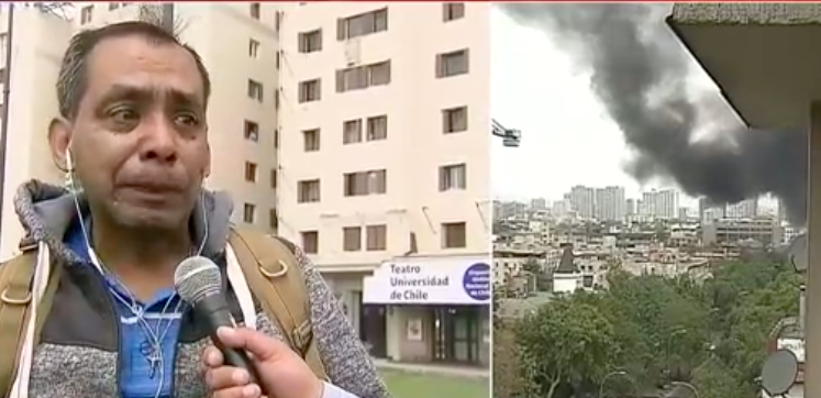 En vivo: hombre rompe en llanto tras ver su lugar de trabajo destruido; el metro Baquedano