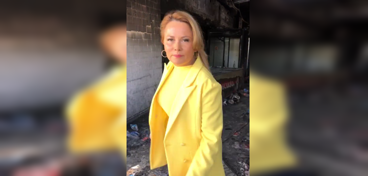 Cathy Barriga se quebró al recorrer supermercado que fue saqueado y quemado en Maipú