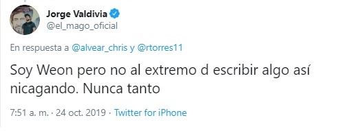 jorge valdivia desmintió tuit de apoyo a piñera