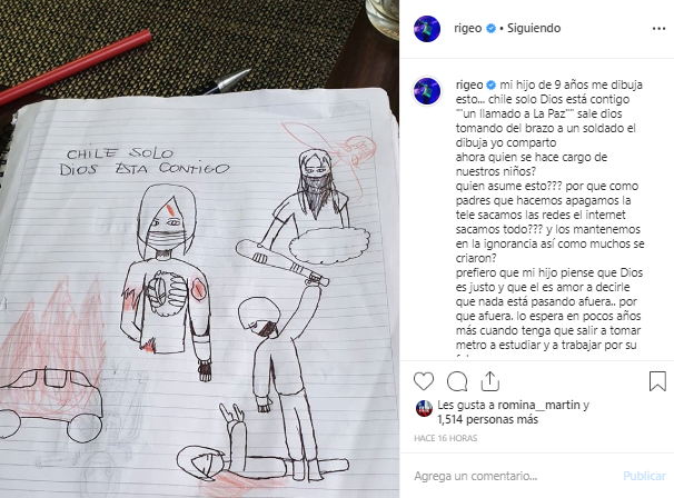Rigeo comparte dibujo de su hijo