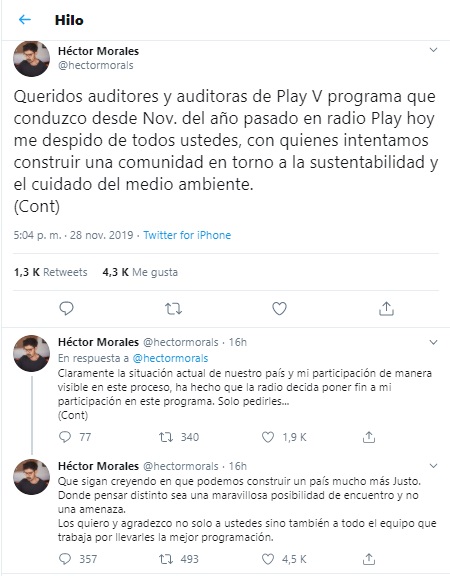 Héctor Morales fue despedido