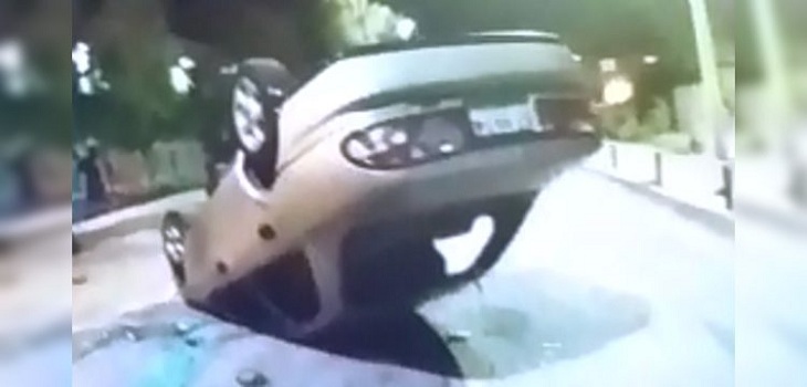 Frustran robo de cajas fuertes desde bencinera de La Cisterna: vecinos volcaron autos de asaltantes